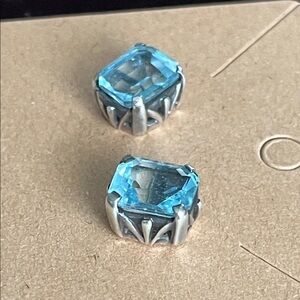 .925 Tested Blue Topaz .925 post earrings